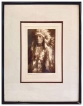 A PHOTOGRAPH PRINT EDWARD CURTIS EAGLE ELK OGALALA, 25x18cm **PLEASE NOTE: THIS AUCTION IS IN HONG