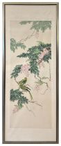XIE LIN FENG (CHINESE, 20TH CENTURY) BIRDS AND FLOWERS Ink and colour on paper 51x132cm **PLEASE