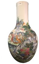A LARGE CHINESE FAMILLE ROSE BALUSTER VASE, 20TH CENTURY decorated with a narrative scene 50cm
