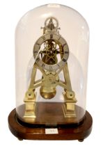 A MODERN BRASS SKELETON CLOCK UNDER GLASS DOME, THWAITES & REED CLERKENWELL Circa 1970s **PLEASE