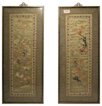 A PAIR OF CHINESE FRAMED SILK SLEEVES, LATE 19TH CENTURY **PLEASE NOTE: THIS AUCTION IS IN HONG