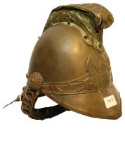 AN NEW SOUTH WALES (AUSTRALIAN) FIRE HELMET BRASS WITH LINKED CHIN STRAP **PLEASE NOTE: THIS AUCTION