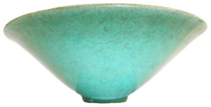 A CHINESE CELADON CRACKLEGLAZED CONICAL BOWL, 19TH CENTURY, 26cm daim **PLEASE NOTE: THIS AUCTION IS