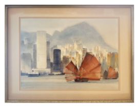 LAW WAI HIN HONG KONG HARBOUR FRONT Watercolour, 57x76cm **PLEASE NOTE: THIS AUCTION IS IN HONG