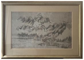 A PAIR OF CHINESE PICTURE LANDSCAPES, ink on paper, 60x35cm **PLEASE NOTE: THIS AUCTION IS IN HONG