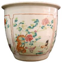 A CHINESE FAMILLE ROSE JARDINIERE, QING DYNASTY, 19TH CENTURY 26cm diam x 22cm high **PLEASE NOTE: