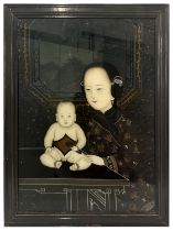 CHINESE PAINTINGS ON GLASS DEPICTING MOTHER & BABY, LATE 19TH CENTURY, Framed, 53x38cm **PLEASE