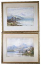 EDWIN ST.JOHN (1878-1961) TWO LAKE SCENE WATERCOLOURS ON PAPER, depicting figures, boats and