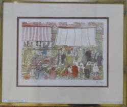 JOSEPH PAUL BUSUTTIL (b.1936) 'BALHAM MARKET' LIMITED PRINT, signed and numbered 1/50 26.5 x 36 cm