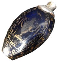 A BRISTOL BLUE GLASS SCENT BOTTLE, LATE 18TH CENTURY, tear drop form with faceted edges and white