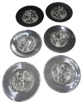 A SET OF SIX LALIQUE MARIENTHAL LUNCH PLATES, designed in 1927, moulded decoration of grapes and