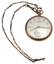 A DUWARD POCKET WATCH, 43mm champagne colour dial with engine turned subsidiary dial, in a gold