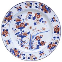 LARGE CHINESE IMARI DISH QING DYNASTY, 18TH CENTURY  decorated with blossoming stems  36cm diam