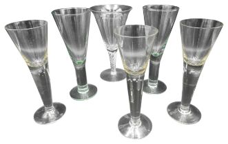 A GROUP OF FIVE VINTAGE STEMMED GLASSES