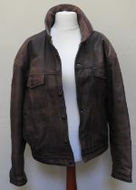 A GENT'S BUFFLE SKIPPER LEATHER JACKET (size XL), tan coloured leather along with a small vintage