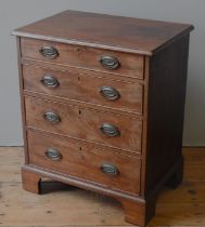 A GEORGE III MAHOGANY CHEST OF DRAWERS, CIRCA 1800, of compact proportions, consisting of four