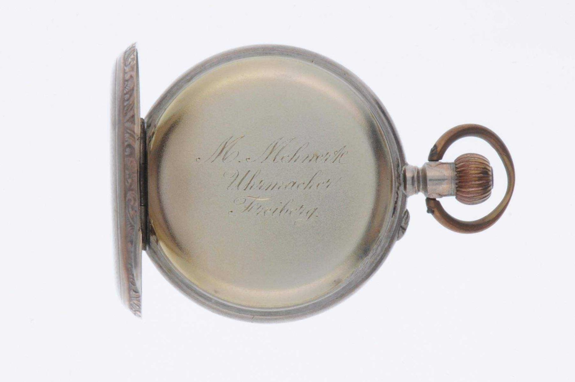 Spring cover pocket-watch \\\minerva\\\. Ca. 45 mm, about 1880-1900, Switzerland, 800er silver with - Image 3 of 5