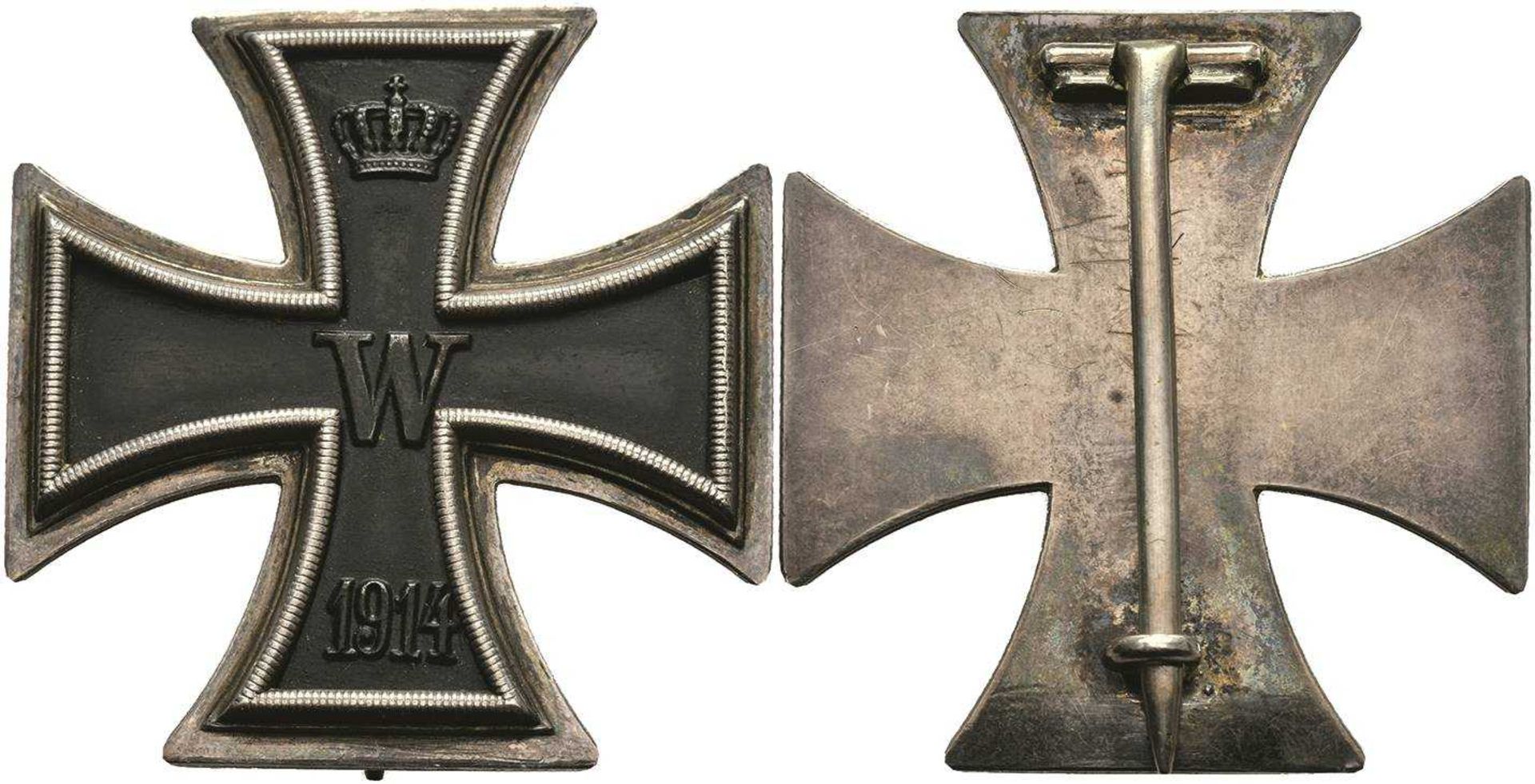 Preußen, Eisernes Kreuz 1914 1. Klasse, flache Form, magnetisch, rückseitig Herstellerzeichen \Fr\ u