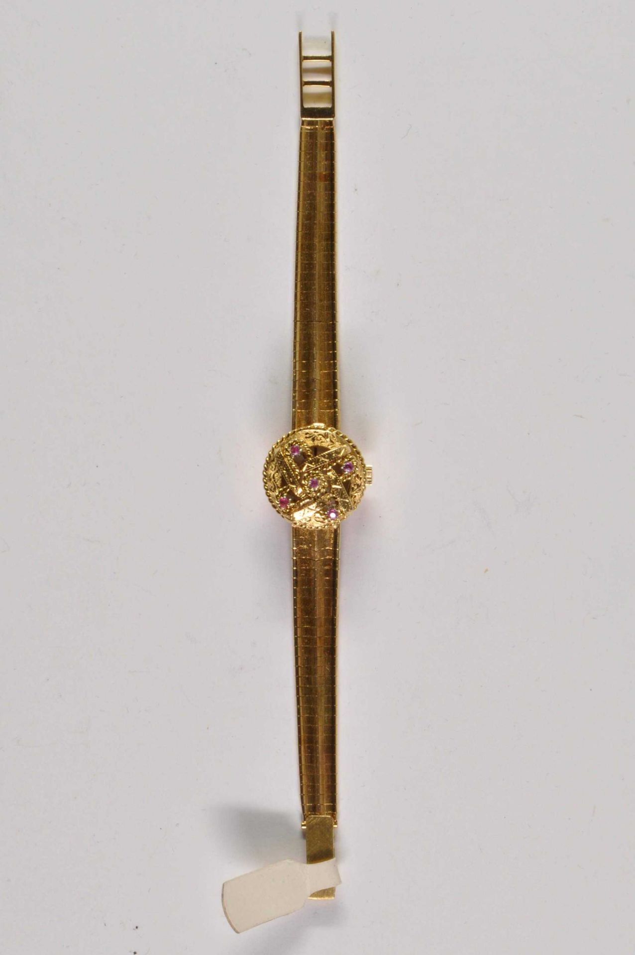 Felicitas Neuchatel Damen Armbanduhr. Ca. 20mm, Formuhr, 750er Gelbgold, Handaufzug. Silberfarbenes - Bild 2 aus 4