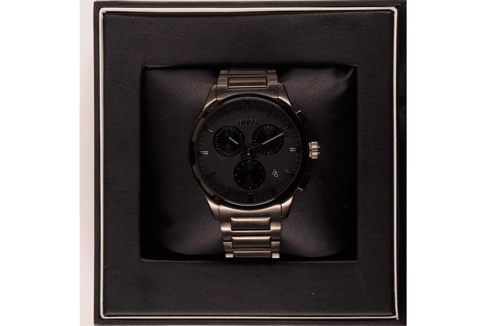 Hugo Boss Chronograph 1513929 Herrenarmbanduhr. Ca. 43mm, grau, Mineralglas, analoges Zifferblatt sc - Bild 3 aus 5