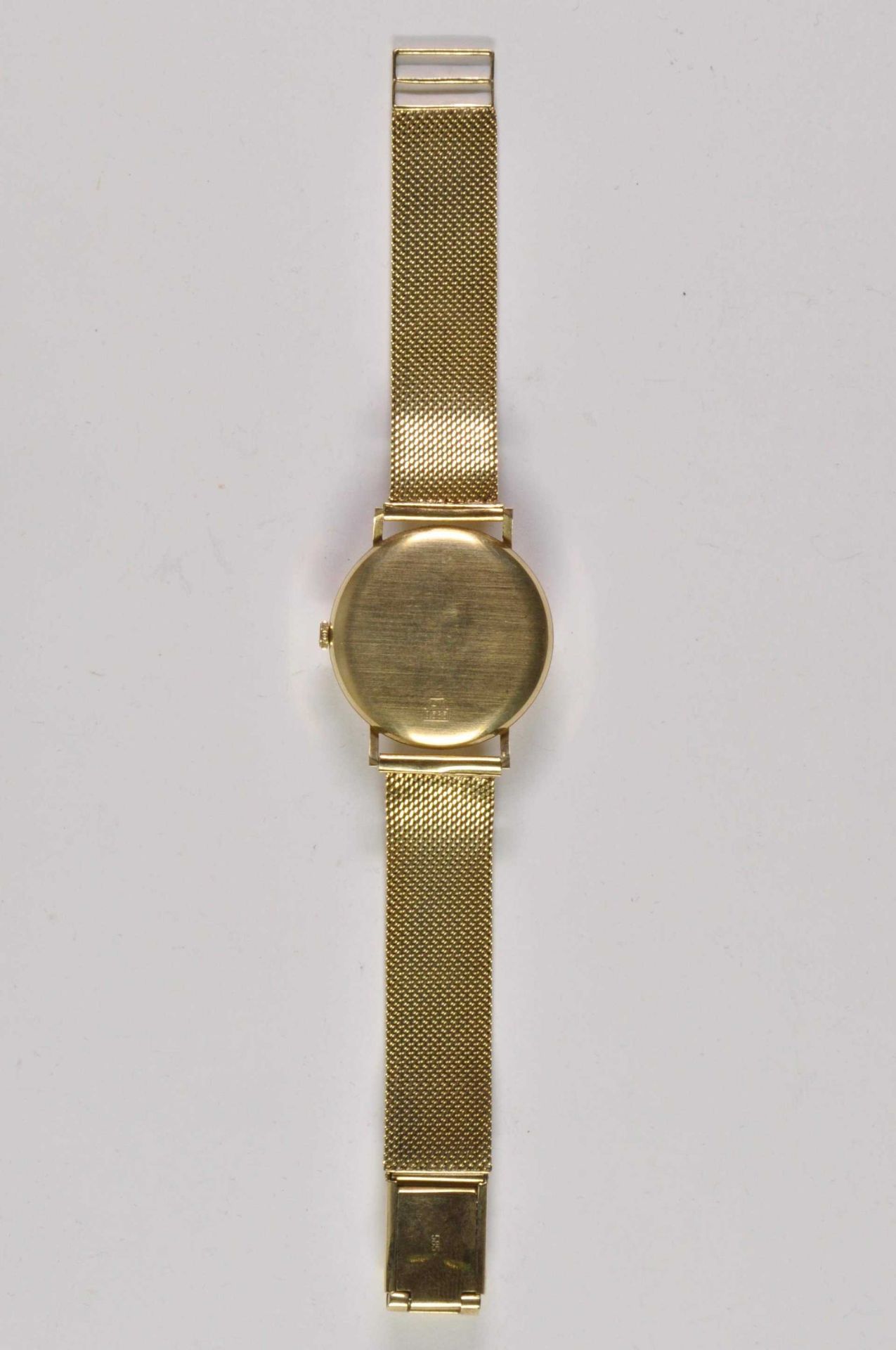 Stowa Herren Armbanduhr. Ca. 34mm, 585er Gold, Automatik. Silberfarbenes Ziffernblatt, goldene Indiz - Bild 3 aus 3