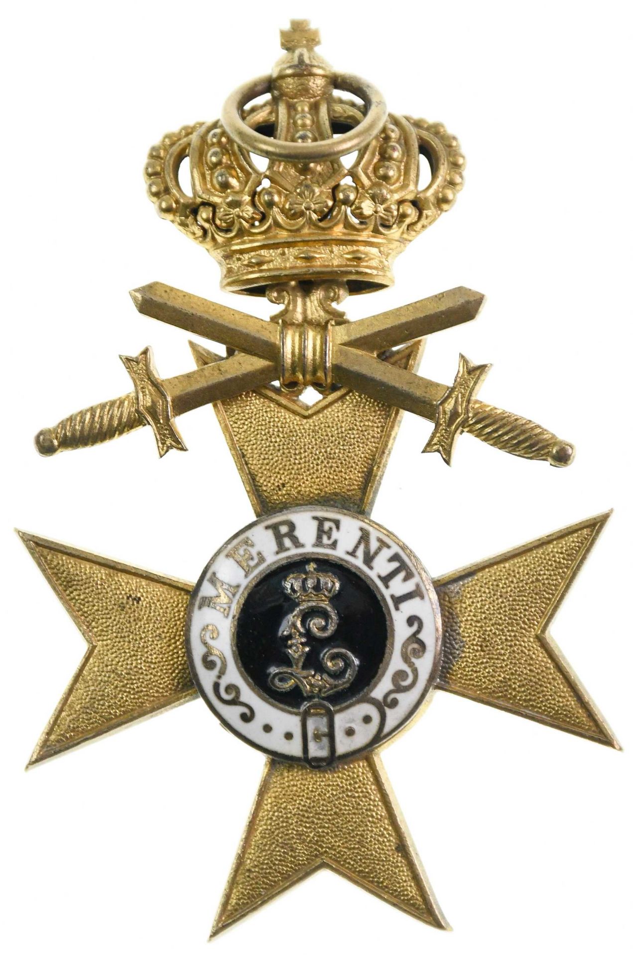 Bayern. Militär-Verdienstkreuz 1. Klasse 3. Form (1913-1921) mit Krone und Schwertern, Kupfer vergol