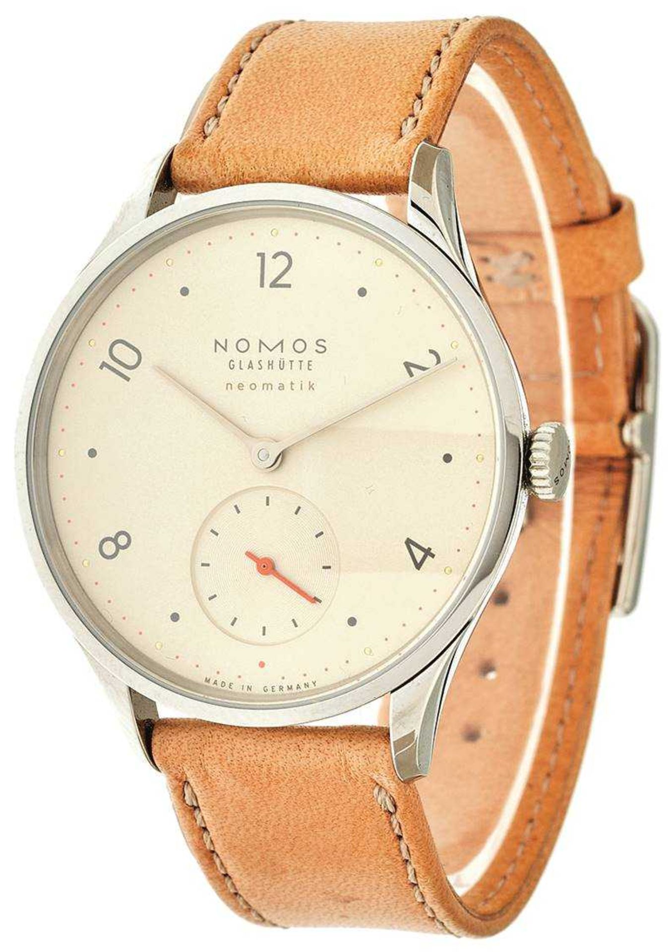 Nomos Glashütte Minimatik Armbanduhr. Ca. 35mm, Edelstahl, Saphirglas vor und rückseitig, Ref.-Nr.: