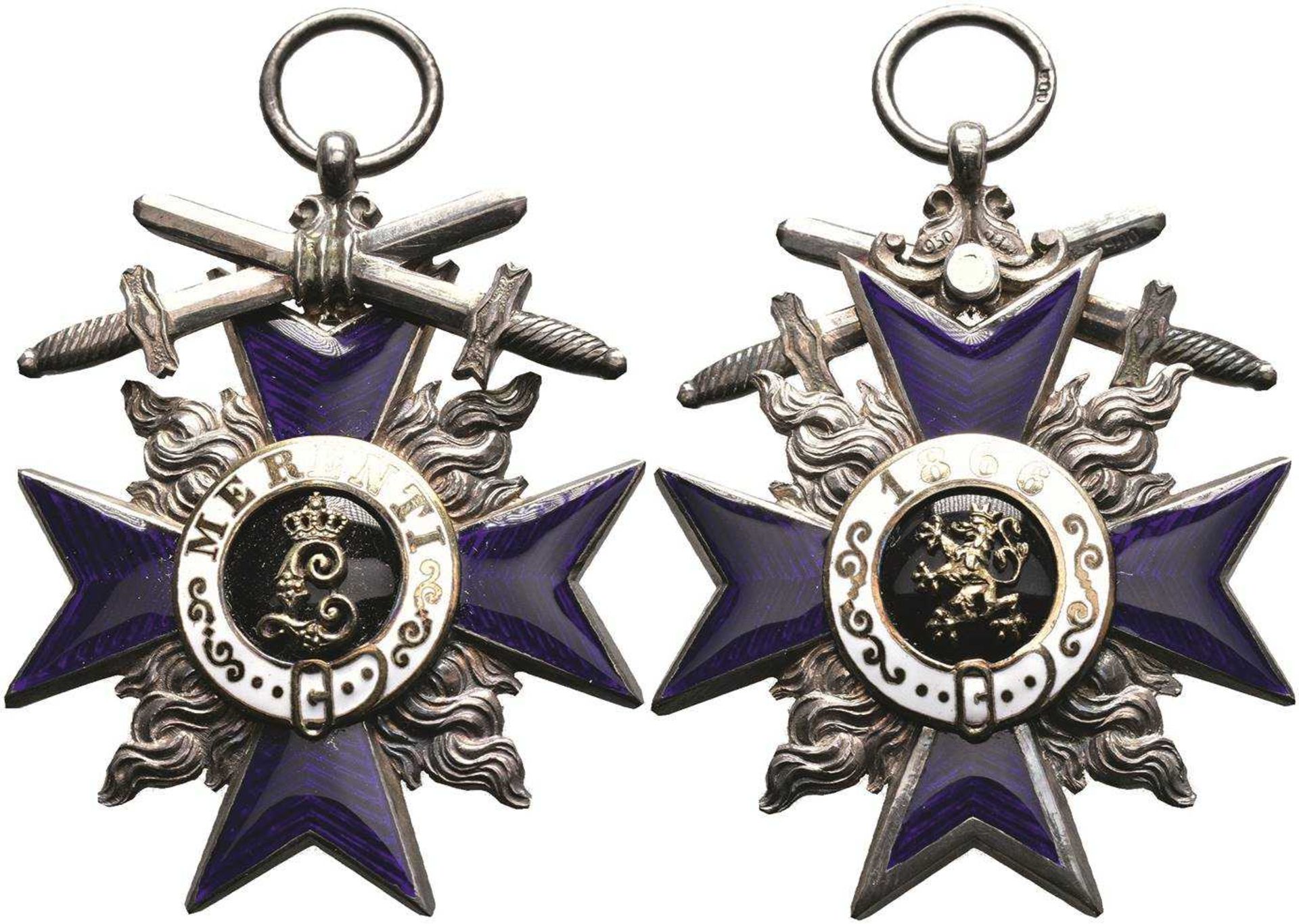 Bayern, Militär-Verdienstorden (1866-1921), Kreuz 4. Klasse mit Schwertern, Silber, Punze \900\ auf