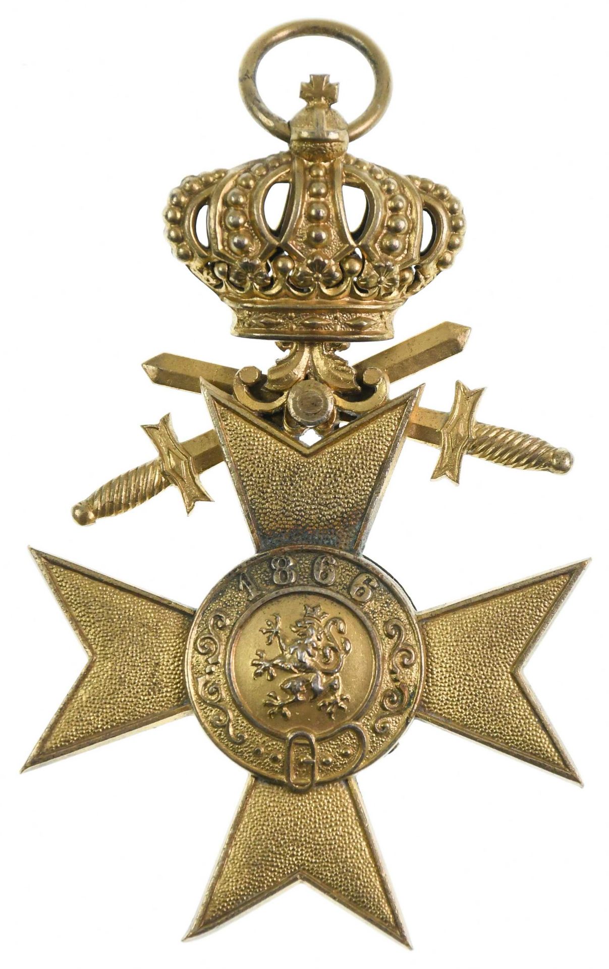Bayern. Militär-Verdienstkreuz 1. Klasse 3. Form (1913-1921) mit Krone und Schwertern, Kupfer vergol - Bild 2 aus 2