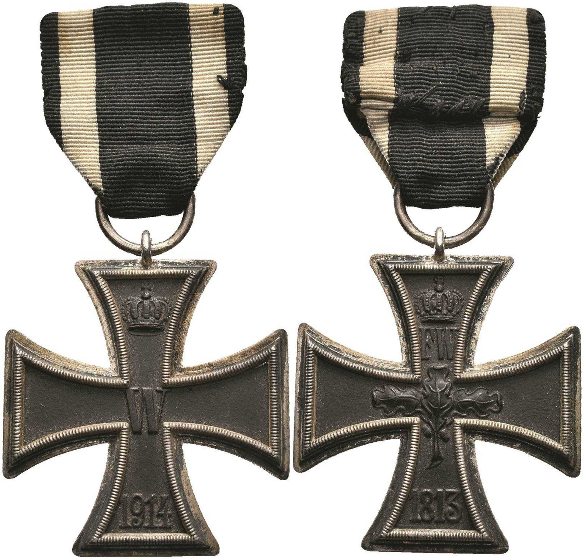 Preußen, Eisernes Kreuz 1914, 2. Klasse, Punze \???\ im Bandring, OEK 1909, am Bandabschnitt, Zustan