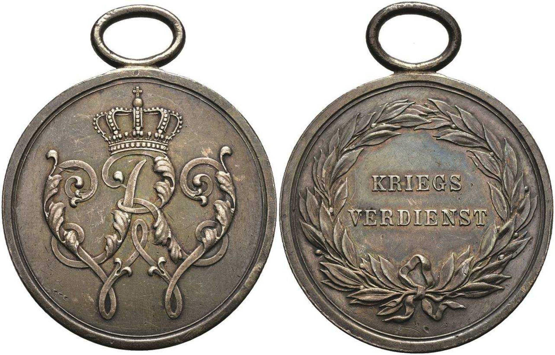 Preußen, Militär-Ehrenzeichen 2. Klasse, mit ovaler Öse frühe Ausführung, OEK 1892, Zustand 2.