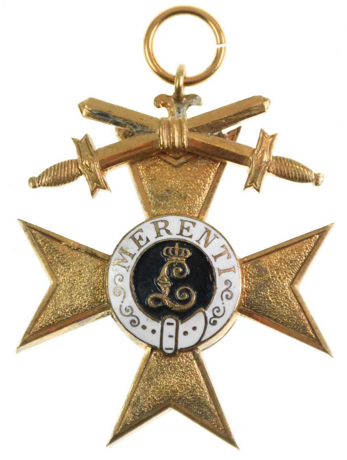 Bayern. Militär-Verdienstkreuz 1. Klasse 3. Form (1913-1921) mit Schwertern, Kupfer vergoldet, email