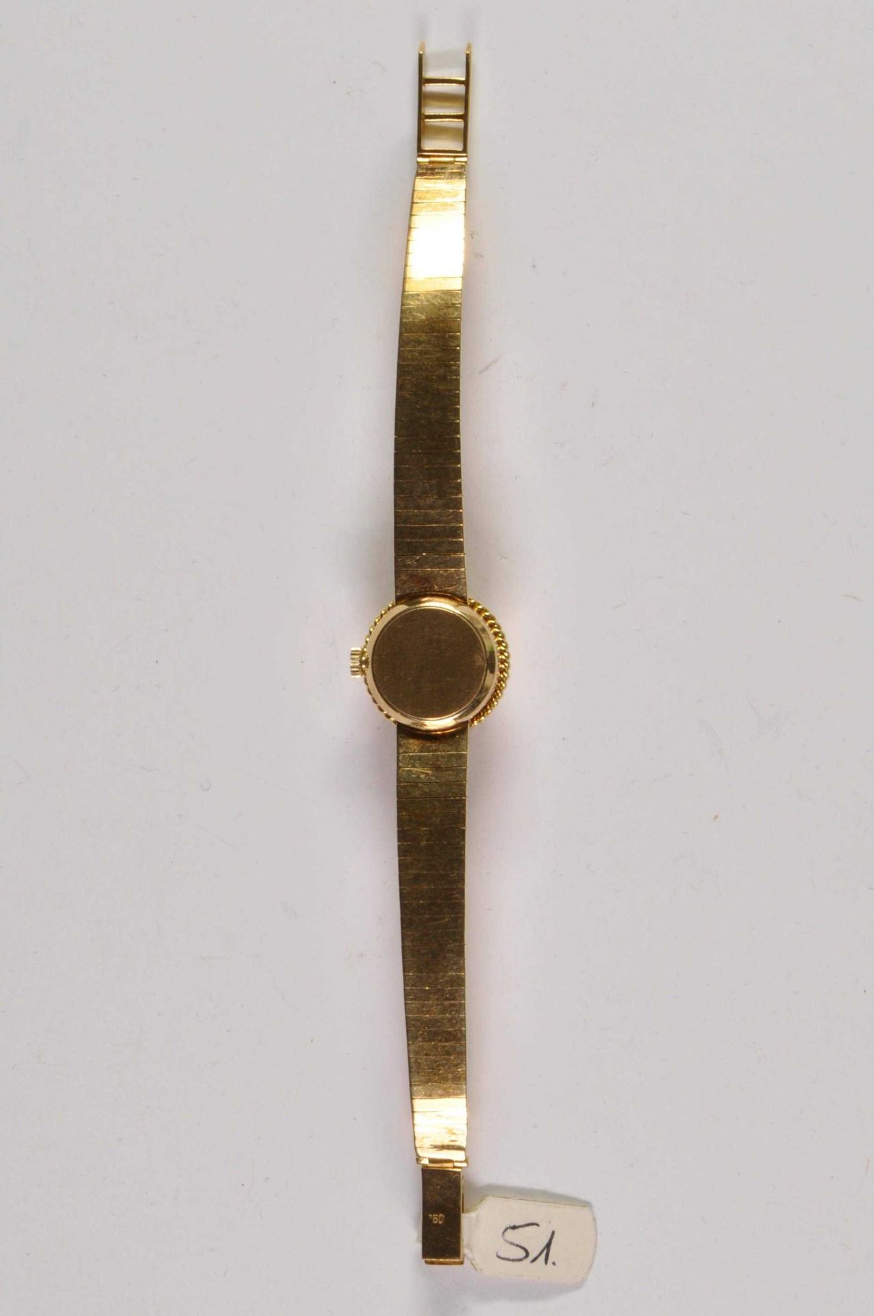 Felicitas Neuchatel Damen Armbanduhr. Ca. 20mm, Formuhr, 750er Gelbgold, Handaufzug. Silberfarbenes - Bild 4 aus 4
