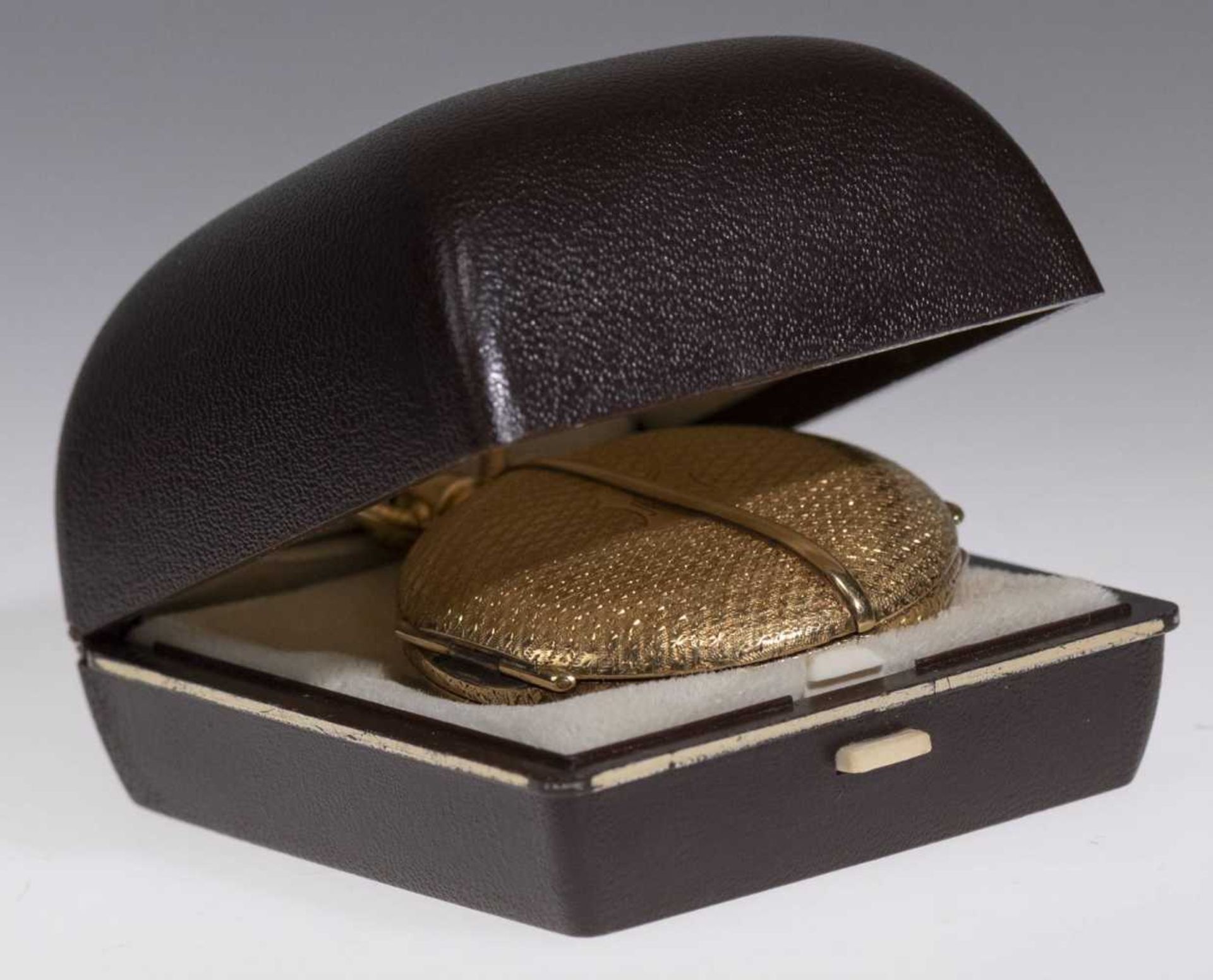 Savonette Taschenuhr. Ca. 36,5mm, 750er Gold, Handaufzug. Emailliertes Ziffernblatt mit goldenen Zei - Bild 6 aus 6