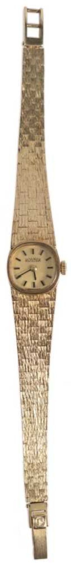 Roamer womens watch. Approximate, 14 mm, 585er yellow gold, manual wind. Champagne-coloured dial wit