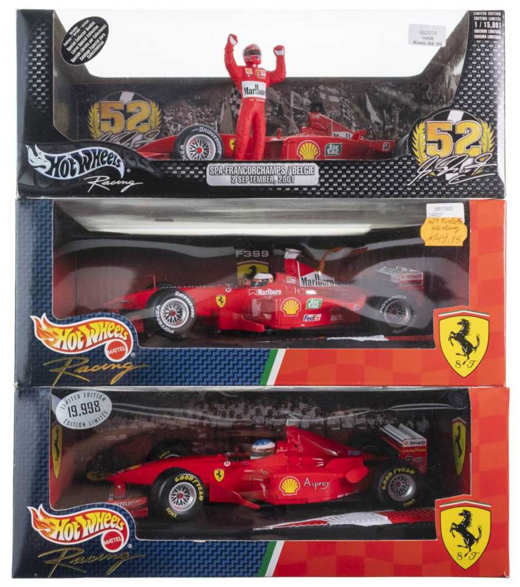 FERRARI F 300, F 399, F1 2000 \\King of Rain\\, F 2001 and the two of them special editions \\Spa Fr