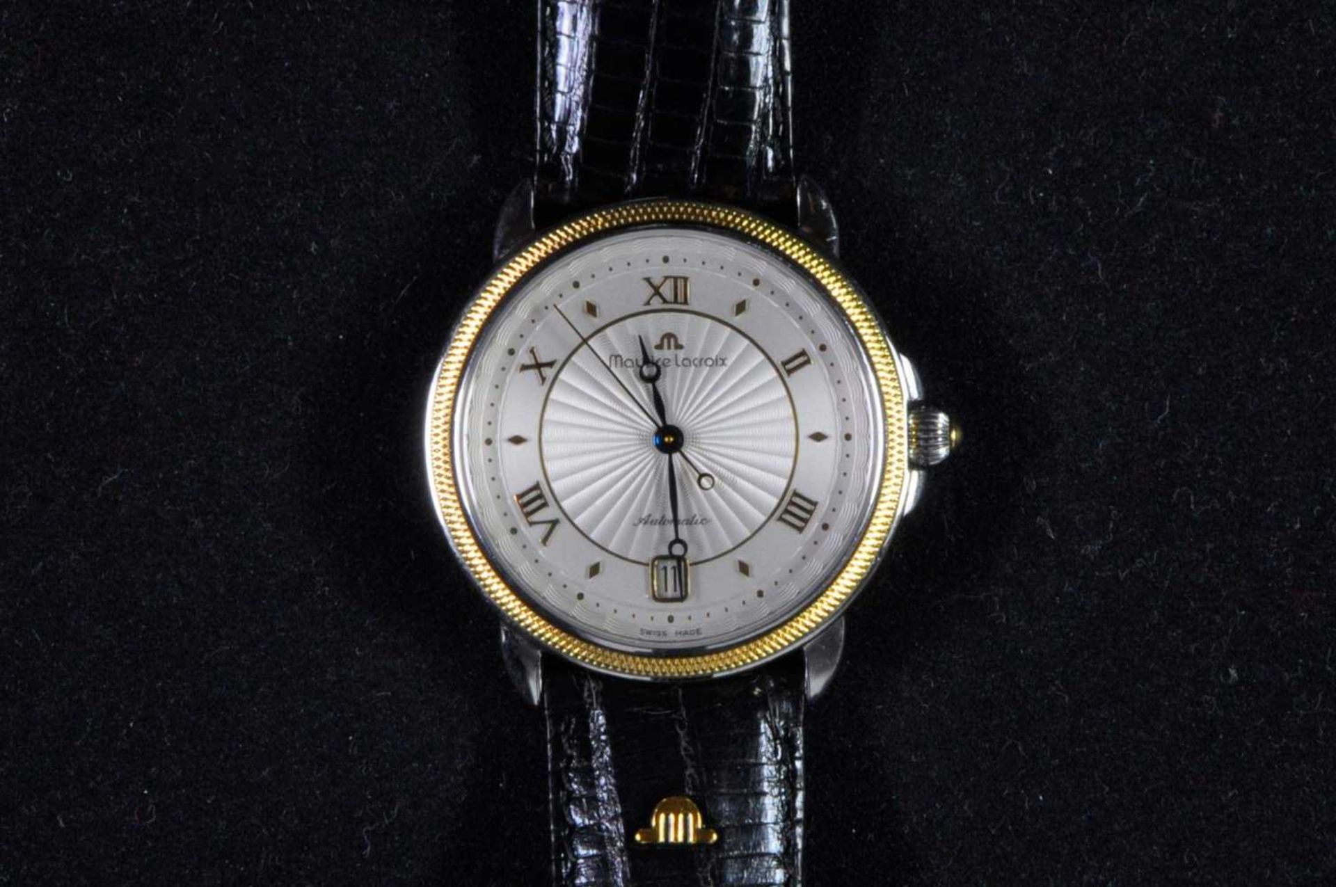Maurice Lacroix Armbanduhr. Ca. 36mm, Edelstahl/750er Gold, Automatik, dekoriertes Ankerwerk, Kalibe - Bild 4 aus 9