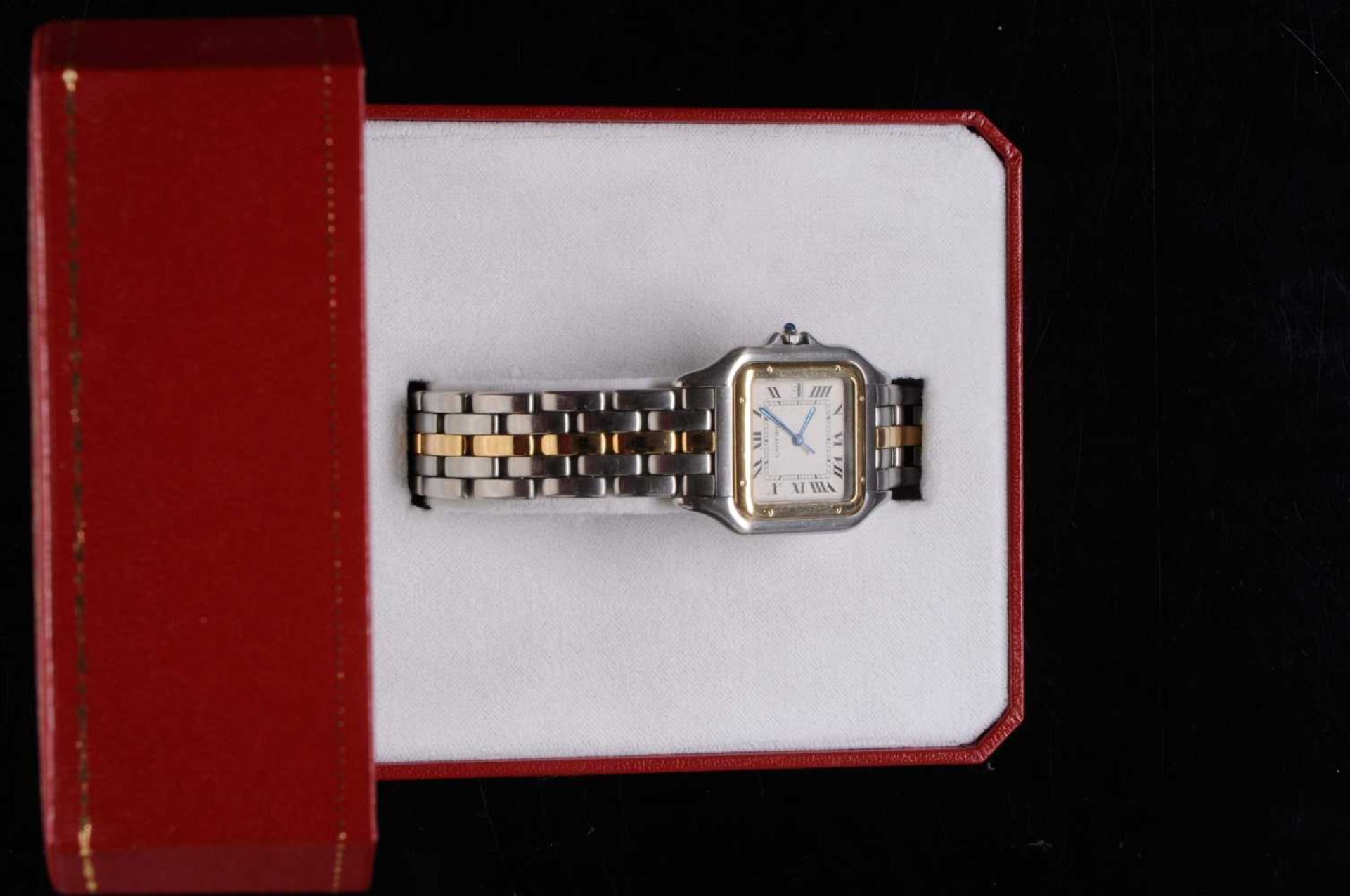 Cartier Panthere gentlemen wrist watch. Ca. 29 mm, high-grade steel / 750er Gold, quartz. Enameled d - Image 4 of 6