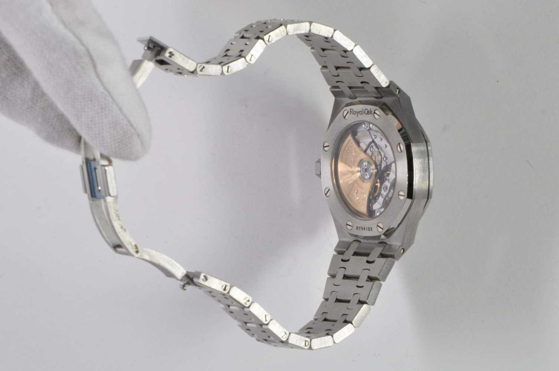 Audemars Piguet Royal Oak Blue Diamond Damen Armbanduhr. Ca. 37mm, Edelstahl Gehäuse besetzt mit 40 - Bild 6 aus 14