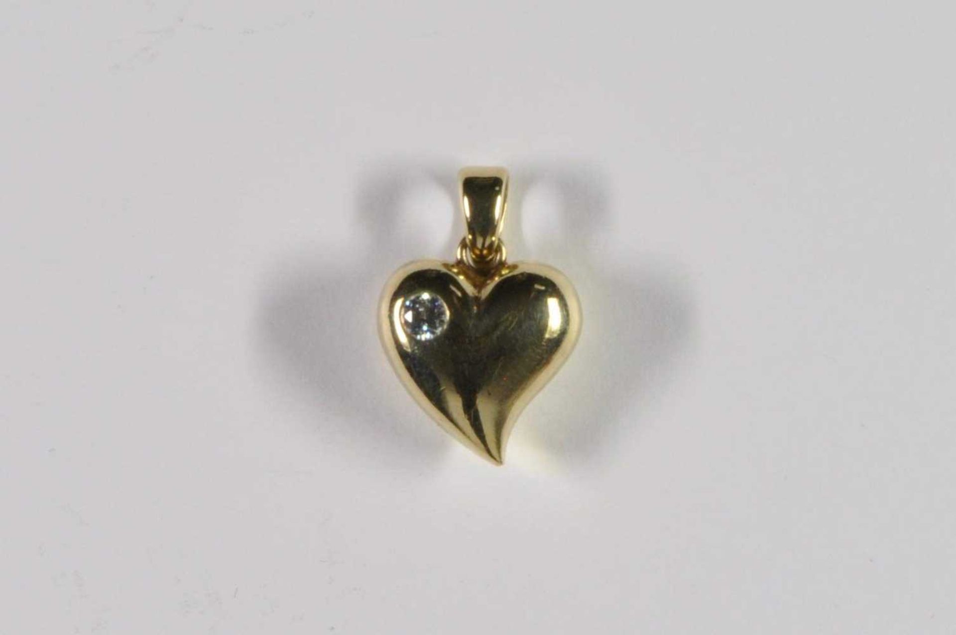 Brillant pendant in the shape of a heart, 585 yellow gold, 5, 25 g, 14, 5 x 21, 1 x 7, 3 mm (with ey - Image 2 of 7