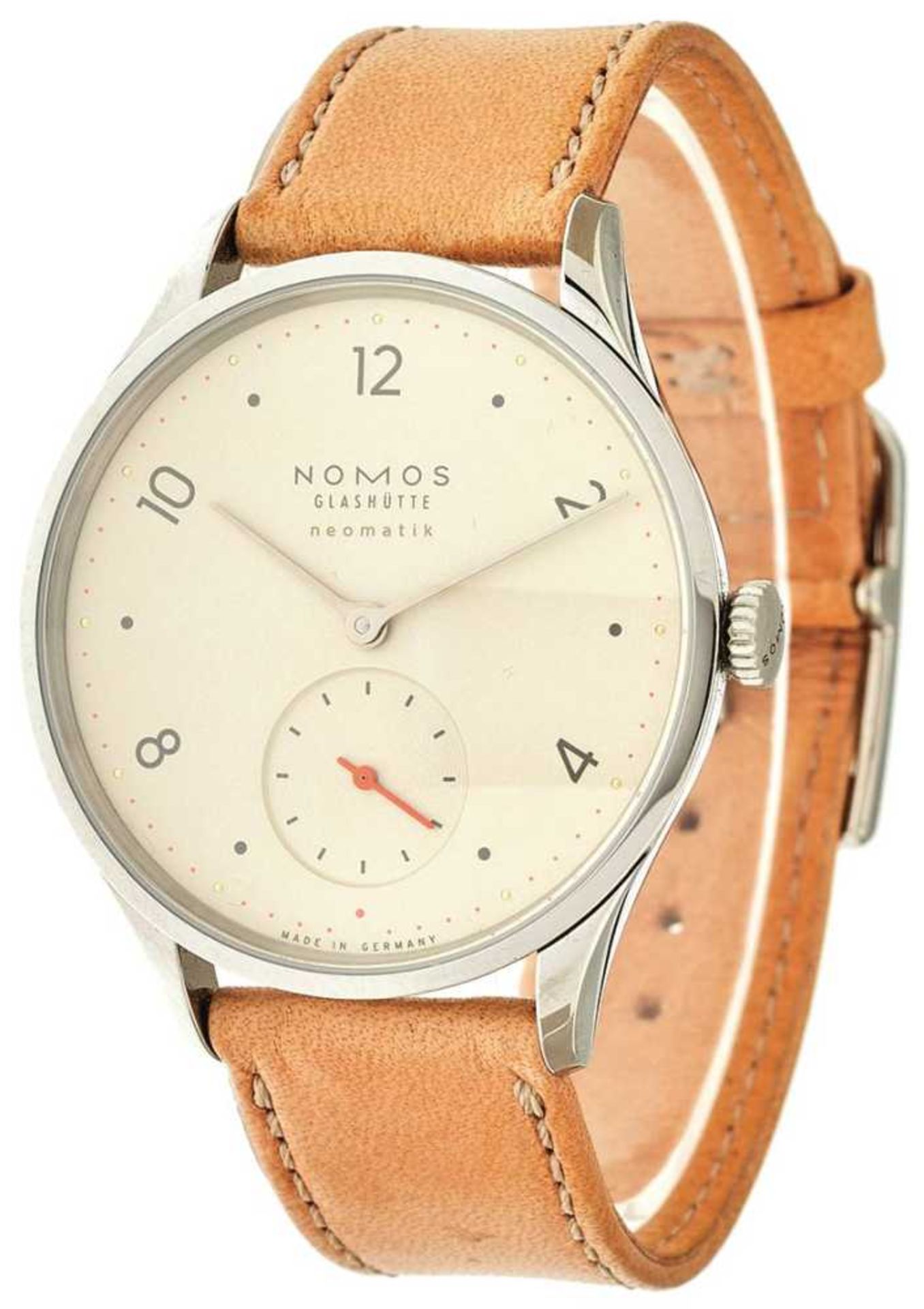 Nomos Glashuette Minimatik wrist watch. Ca. 35 mm, high-grade steel, sapphire glass before and rever
