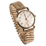 Thuya Incabloc gentlemen wrist watch. Ca. 34 mm, 750er red-gold, manual wind. Enameled dial, gold-co