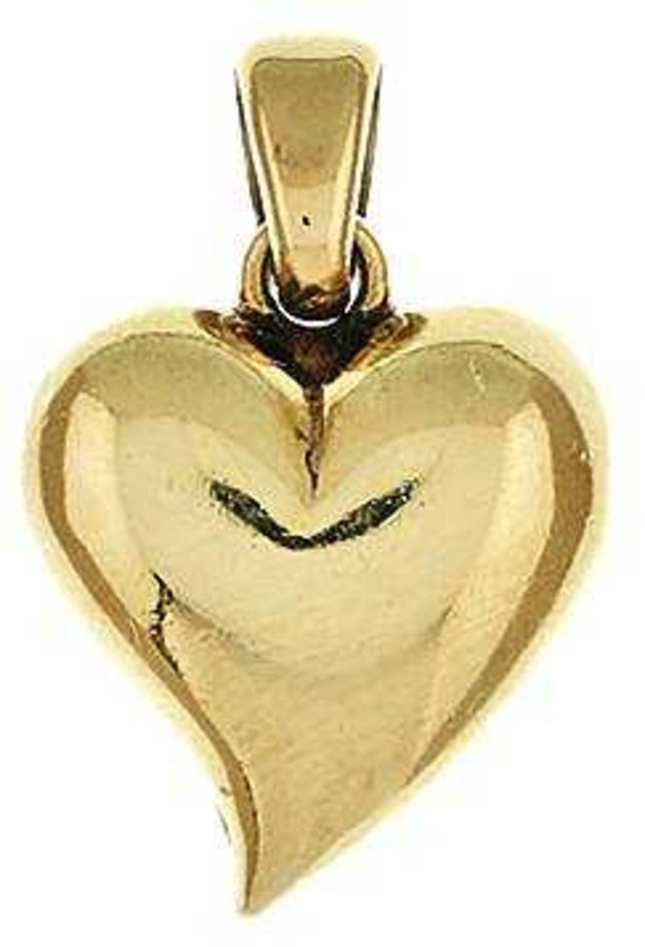 Brillant pendant in the shape of a heart, 585 yellow gold, 5, 25 g, 14, 5 x 21, 1 x 7, 3 mm (with ey
