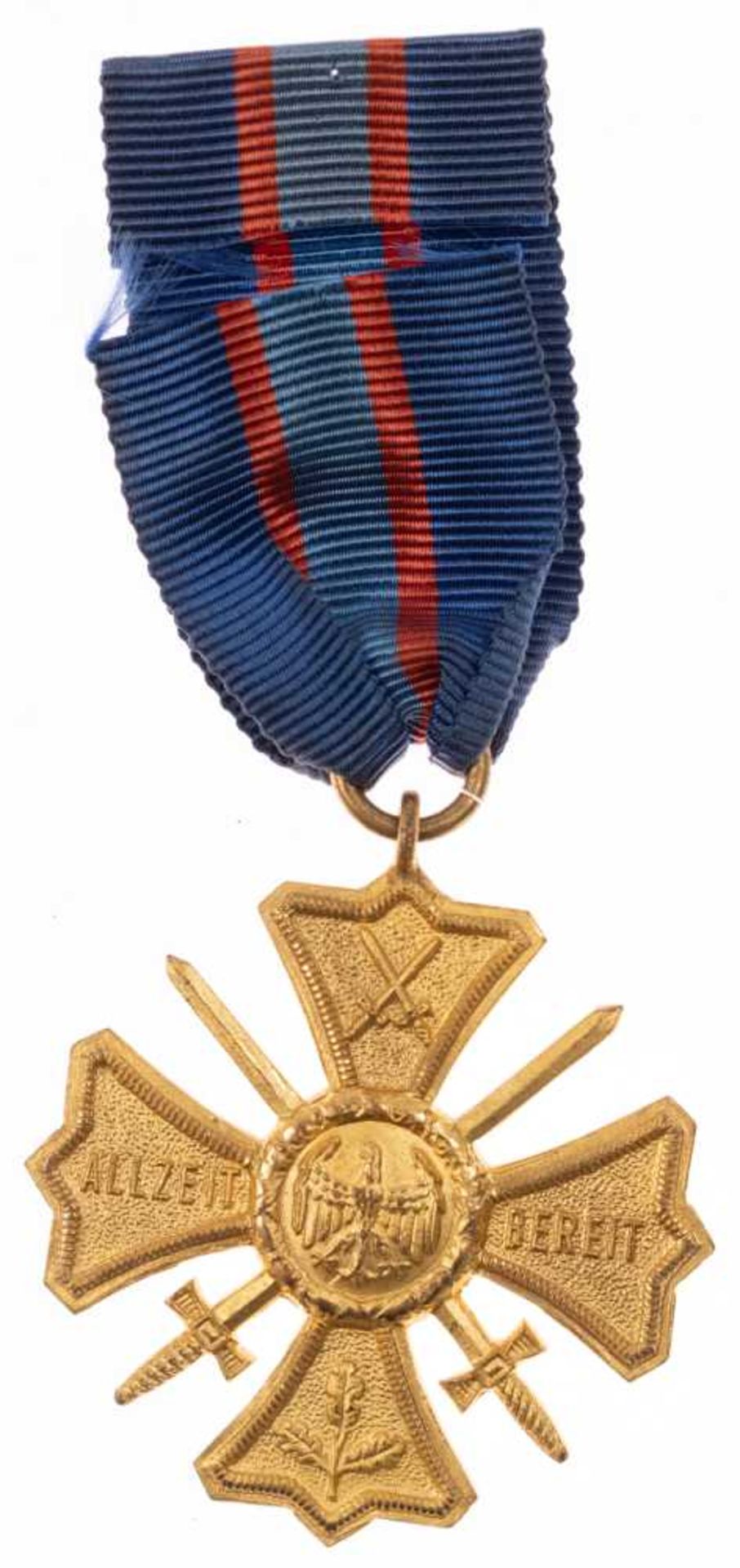 Erinnerungskreuz Treu dem Regiment, am Bandabschnitt, nach Bandfarbe gehörte der Träger zu einem der