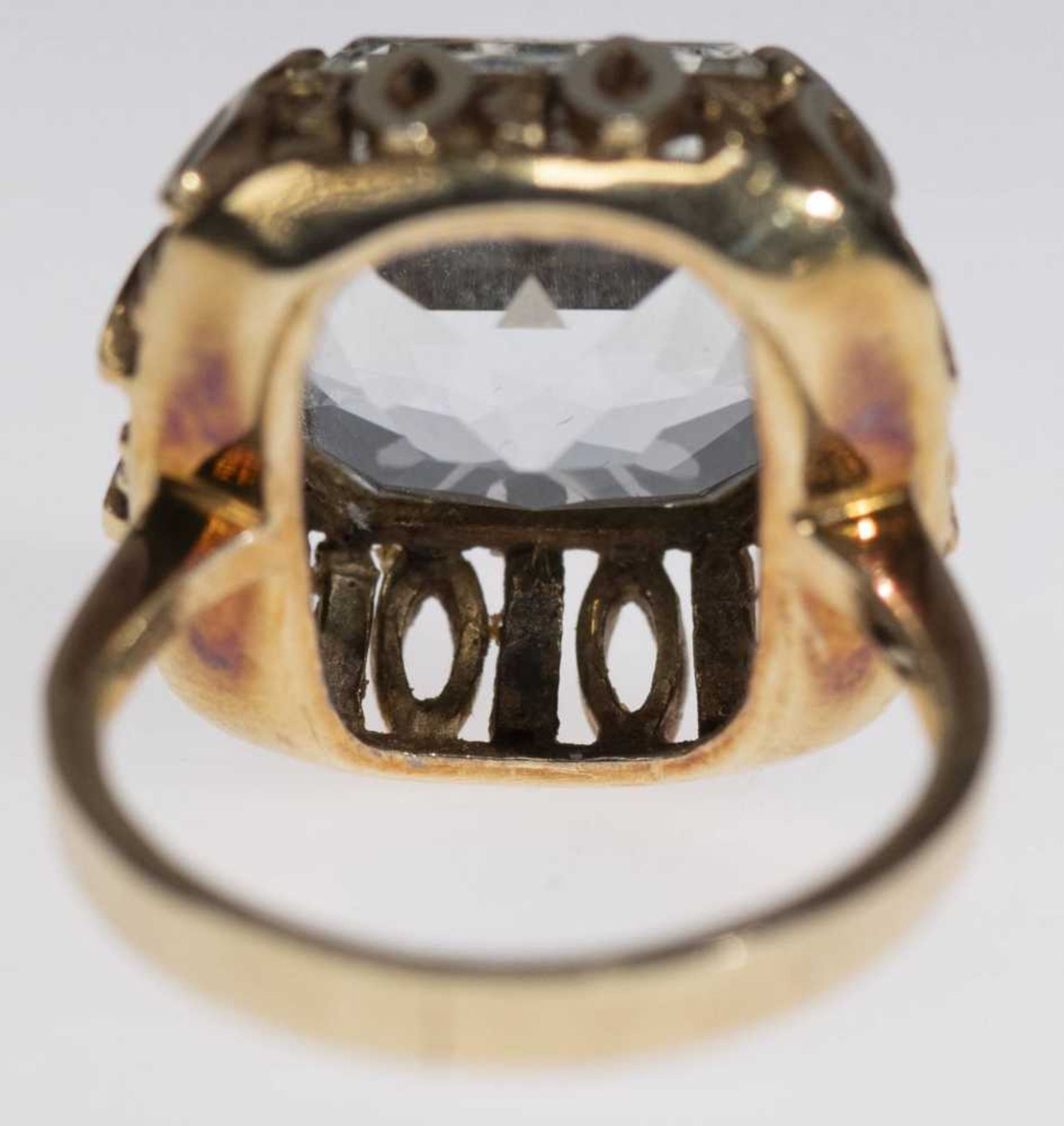 Aquamarines ring, 585 yellow gold, aquamarines in Princess cut approximate 6, 9 ct, goldsmith's work - Image 6 of 6
