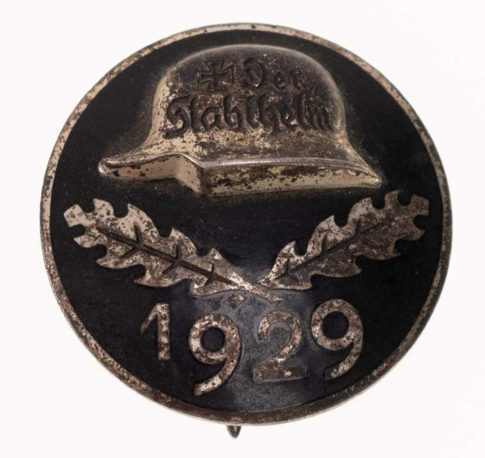 Stahlhelmbund, Diensteintrittsabzeichen 1929, Buntmetall versilbert, rückseitig mit Hersteller \STh\