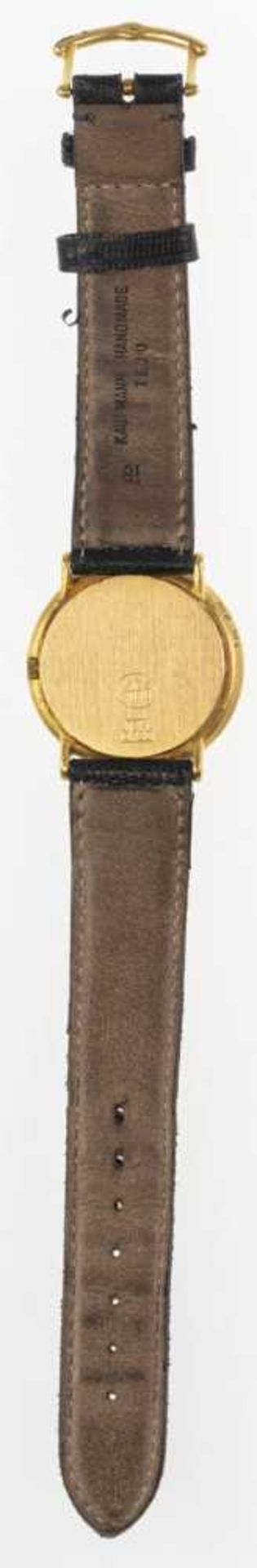 ARS designers gold watch. 750er Gold, as highlight a diamond in the mount, quartz movement, with lea - Image 2 of 3
