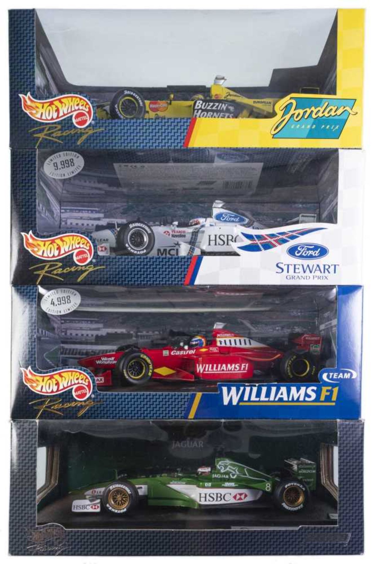 5 various models with WILLIAMS FW 21 R. Schumacher, JORDAN 199 H. H. Frentzen, STEWART SF2 R. Barric