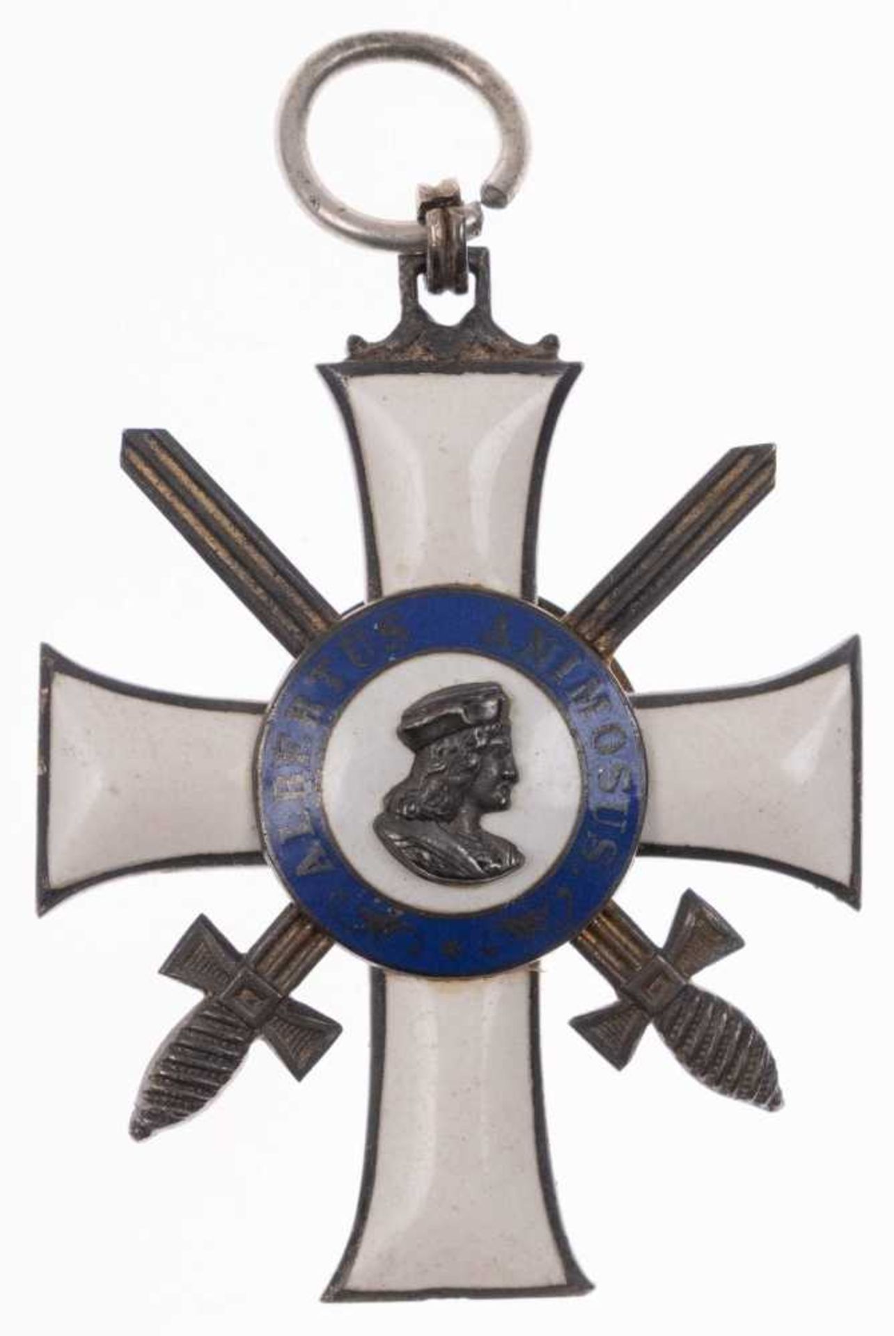 Sachsen, Albrechts-Orden, 2. Modell, Ritterkreuz 2. Klasse mit Schwertern, Silber vergoldet, emailli
