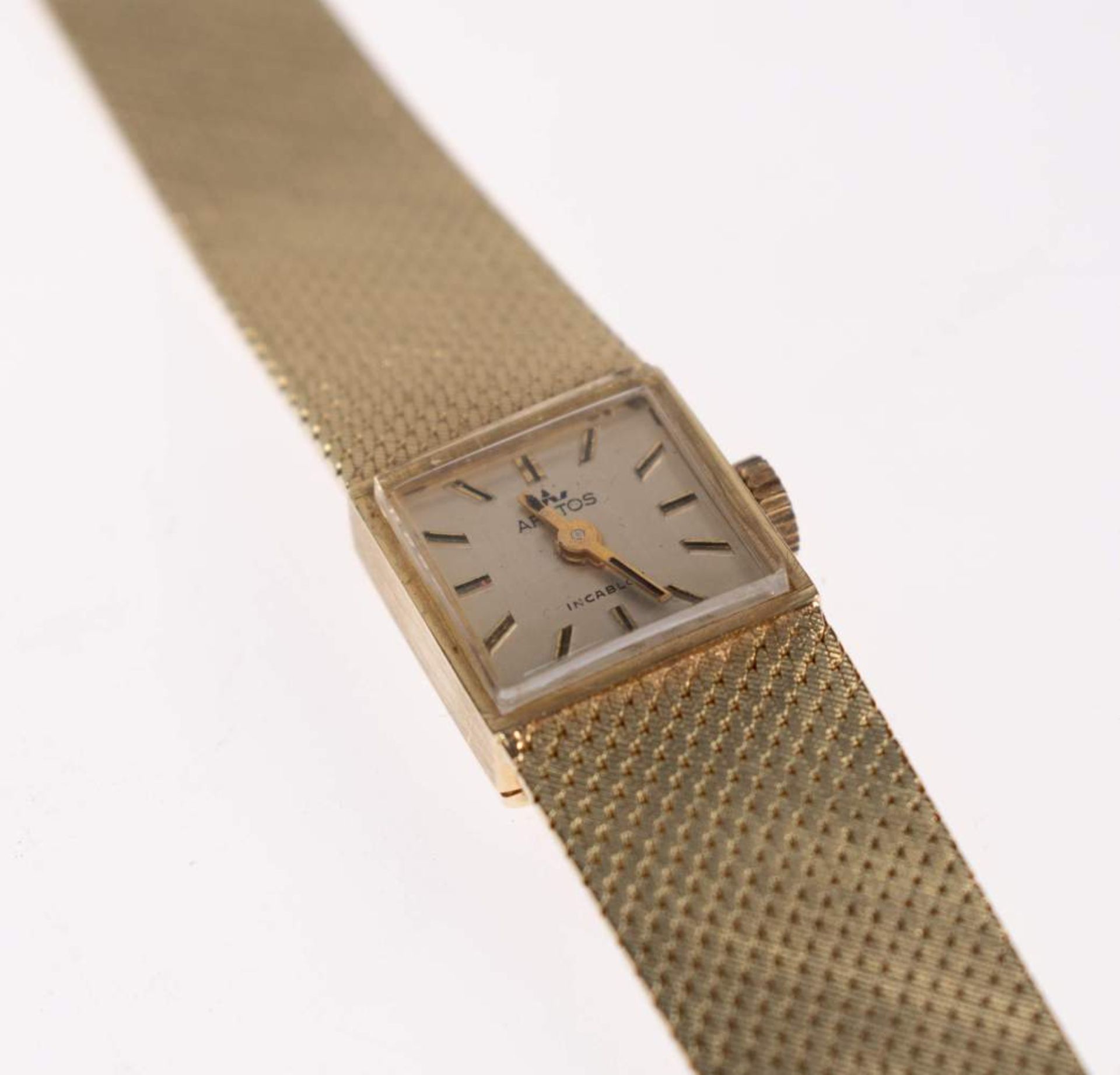Arctos womens watch. Ca. 14 mm, 585er yellow gold, manual wind. Enameled dial with golden hands and - Image 3 of 4